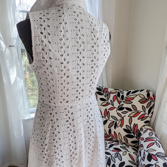 London Time White Eyelet Knee Length Dress Size S - Picture 8 of 14